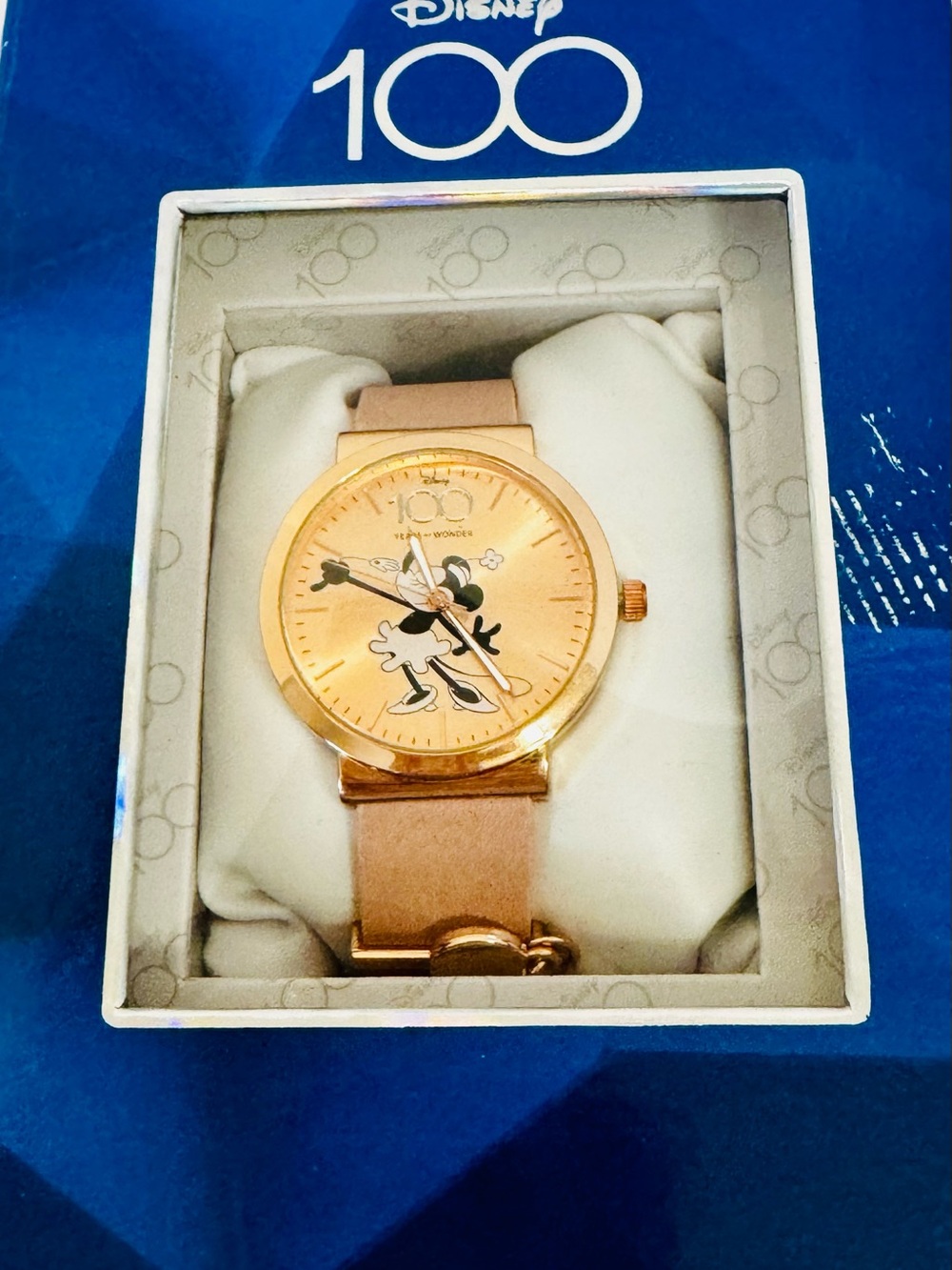 Disney Rose Gold Mickey Mouse Watch with Pink Leather Strap